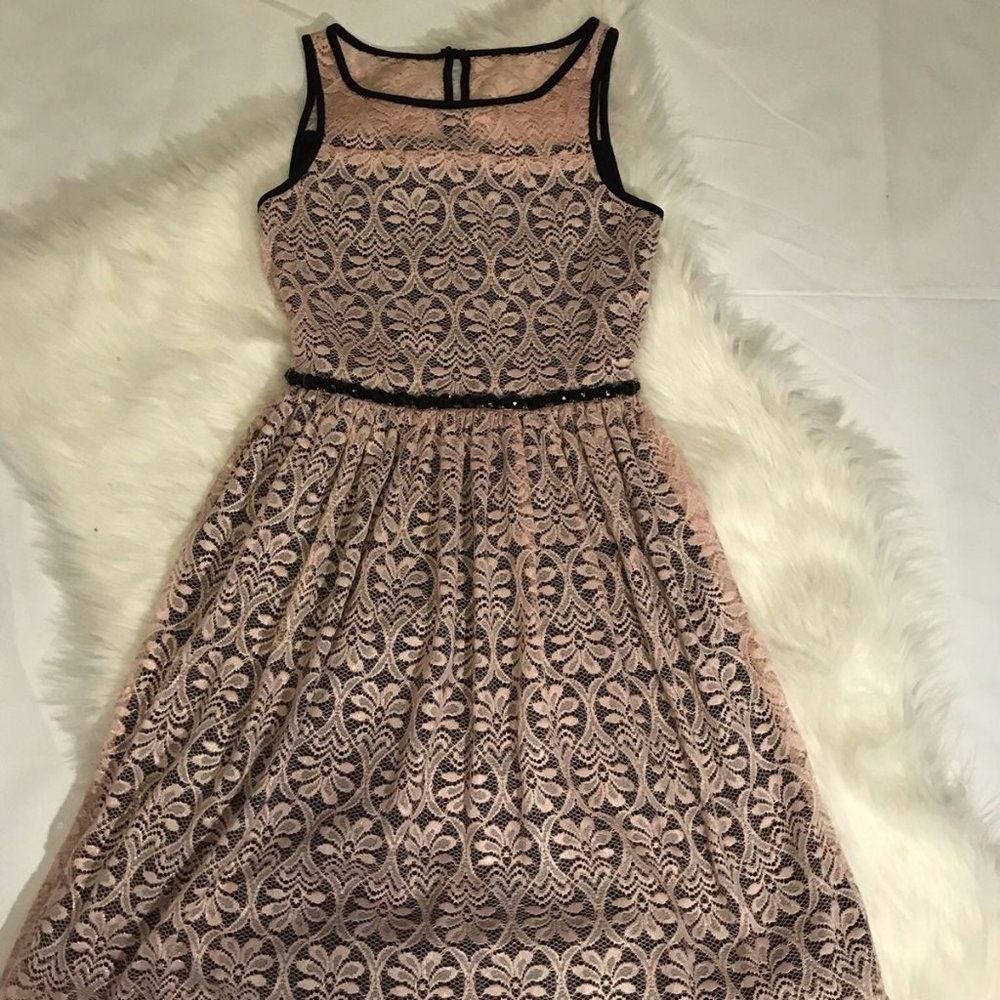 Speechless Dress Pink Lace Overlay Black 12